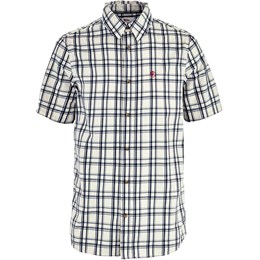 Fjällräven Ãvik Lite Shirt SS Herre M Hvid/Blå-ternet Skjorter